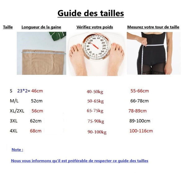 Gaine amincissante guide des tailles Santé et bien-être